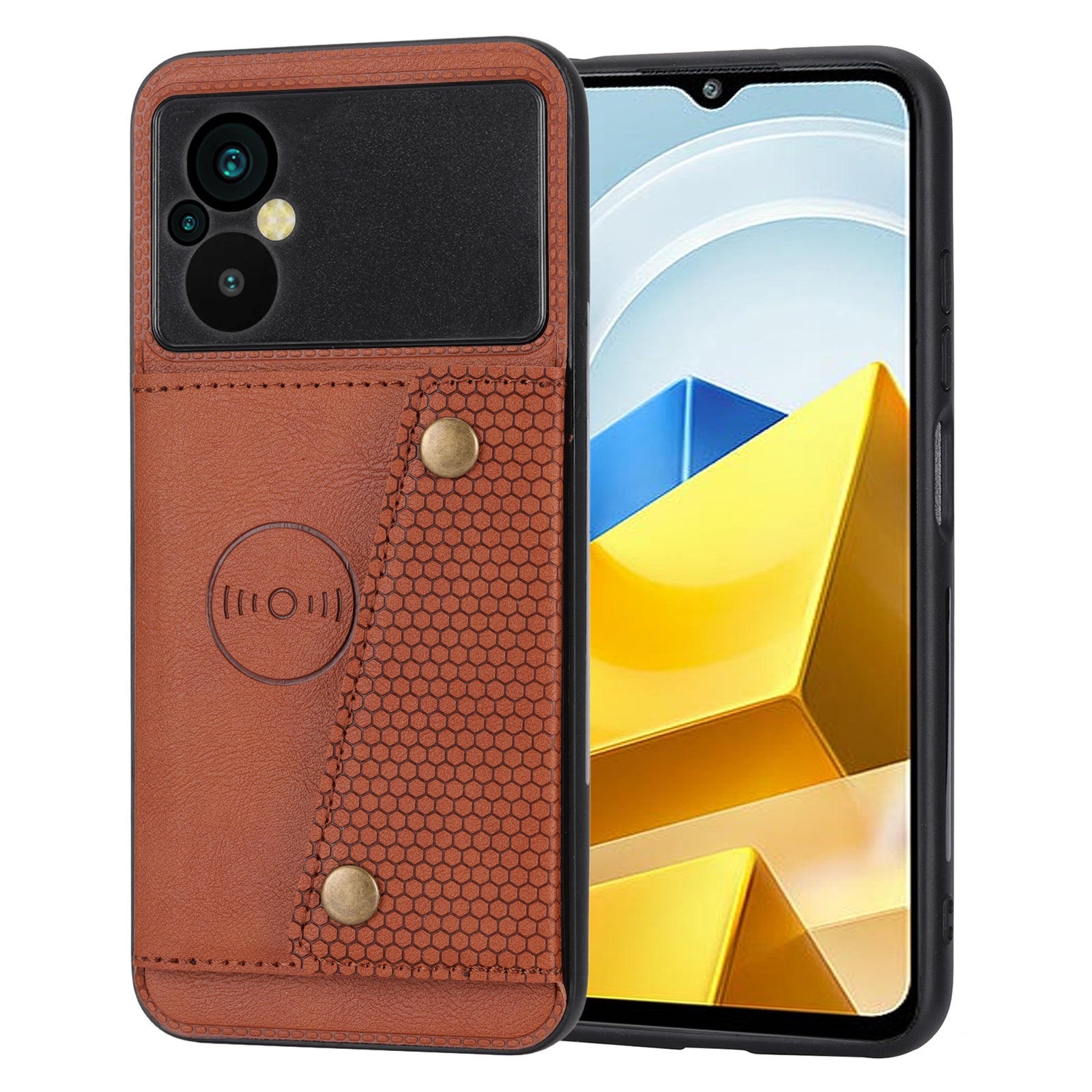 For Xiaomi Poco M5 4G Dual Button Card Slots Phone Case Magnetic Holder Built-in Metal Sheet Leather Coated TPU Kickstand Cover For Xiaomi Poco M5 4G Dual Button Card Slots Phone Case Magnetic Holder Built-in Metal Sheet Leather Coated TPU Kickstand Cover